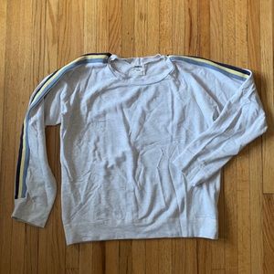 Monrow Pullover With Striped Sleeve Detail